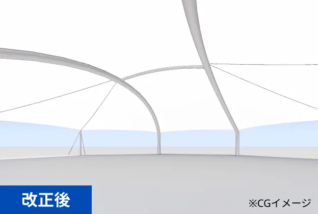 改正後：ケーブル併用構造の建物CGイメージ