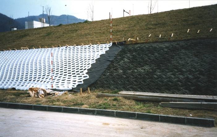 Tokushima Prefecture River revetment slope protection work (high water revetment greening) (1101)