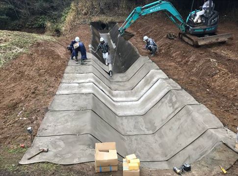 Kumamoto Prefecture Landfill site collection and drainage channel equipment foundation ground repair work (1022)