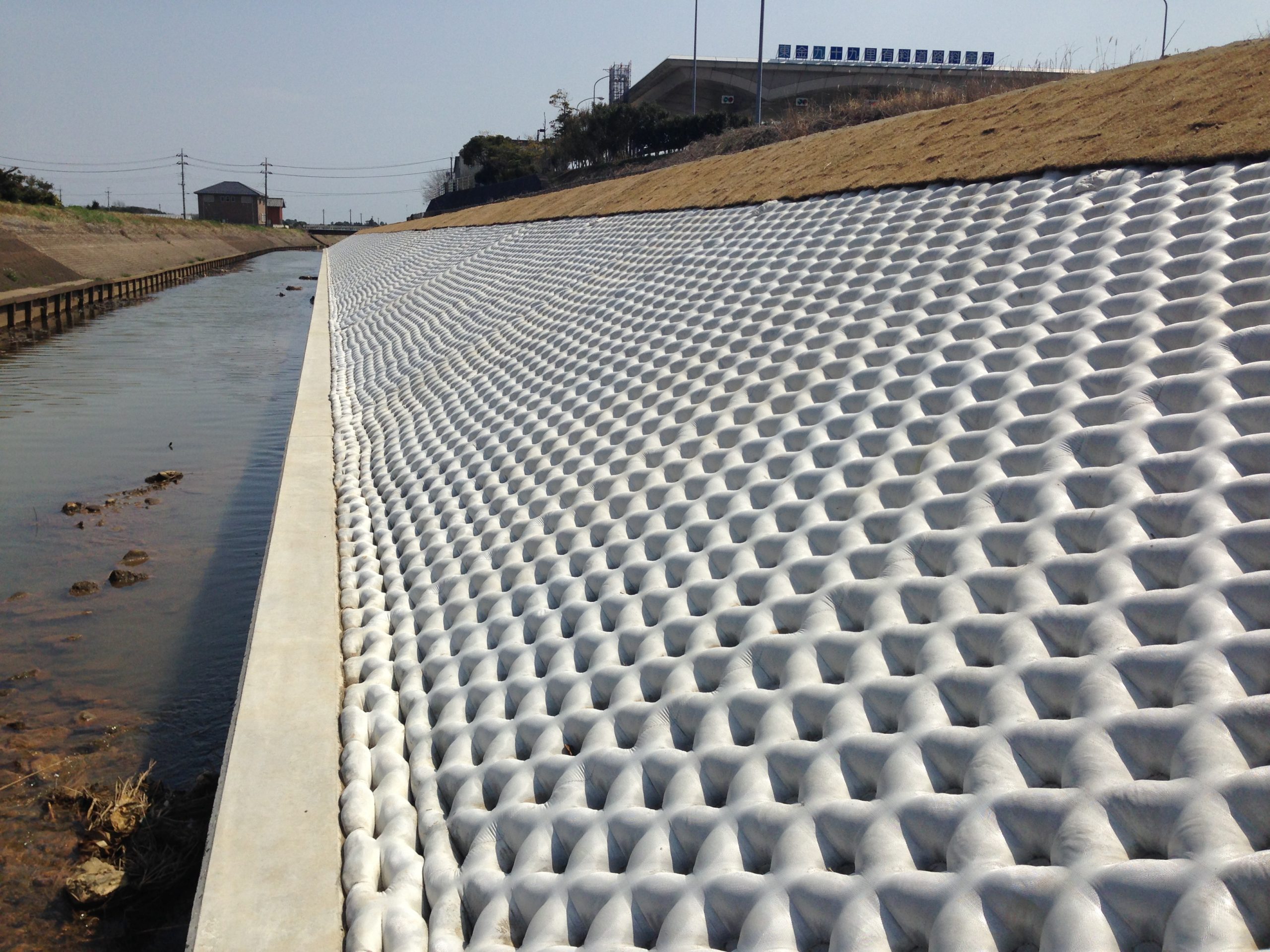 Chiba, river revetment slope protection work (553)